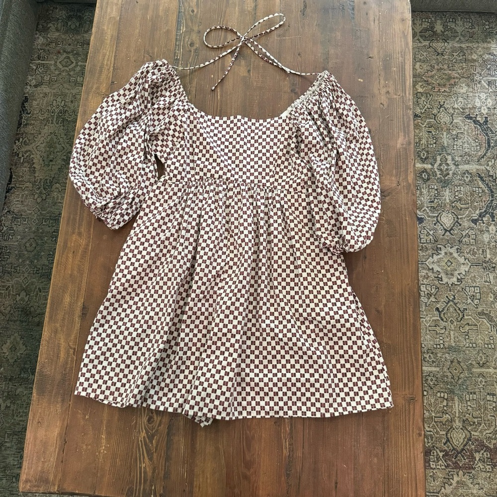 Abercrombie large tall brown and cream romper like new